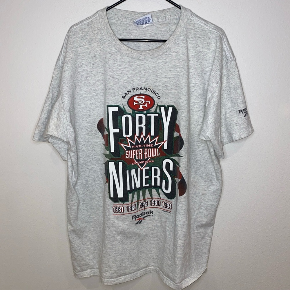 Vintage‎ 1995 San Francisco 49ers 5x Super Bowl Champions T Shirt Size XL Reebok